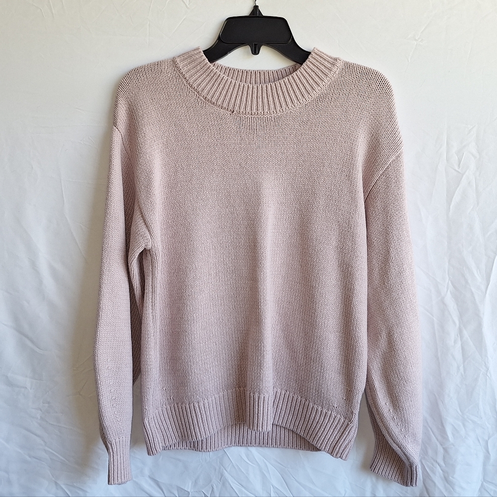 Women's Crewneck Knit Sweater in Light Blush Pink